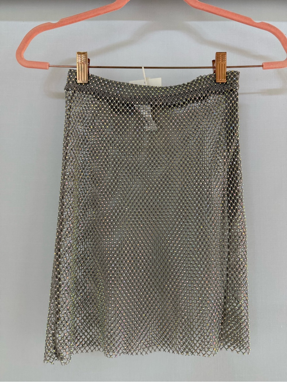 Zara Metallic Silver Mesh Mini Skirt